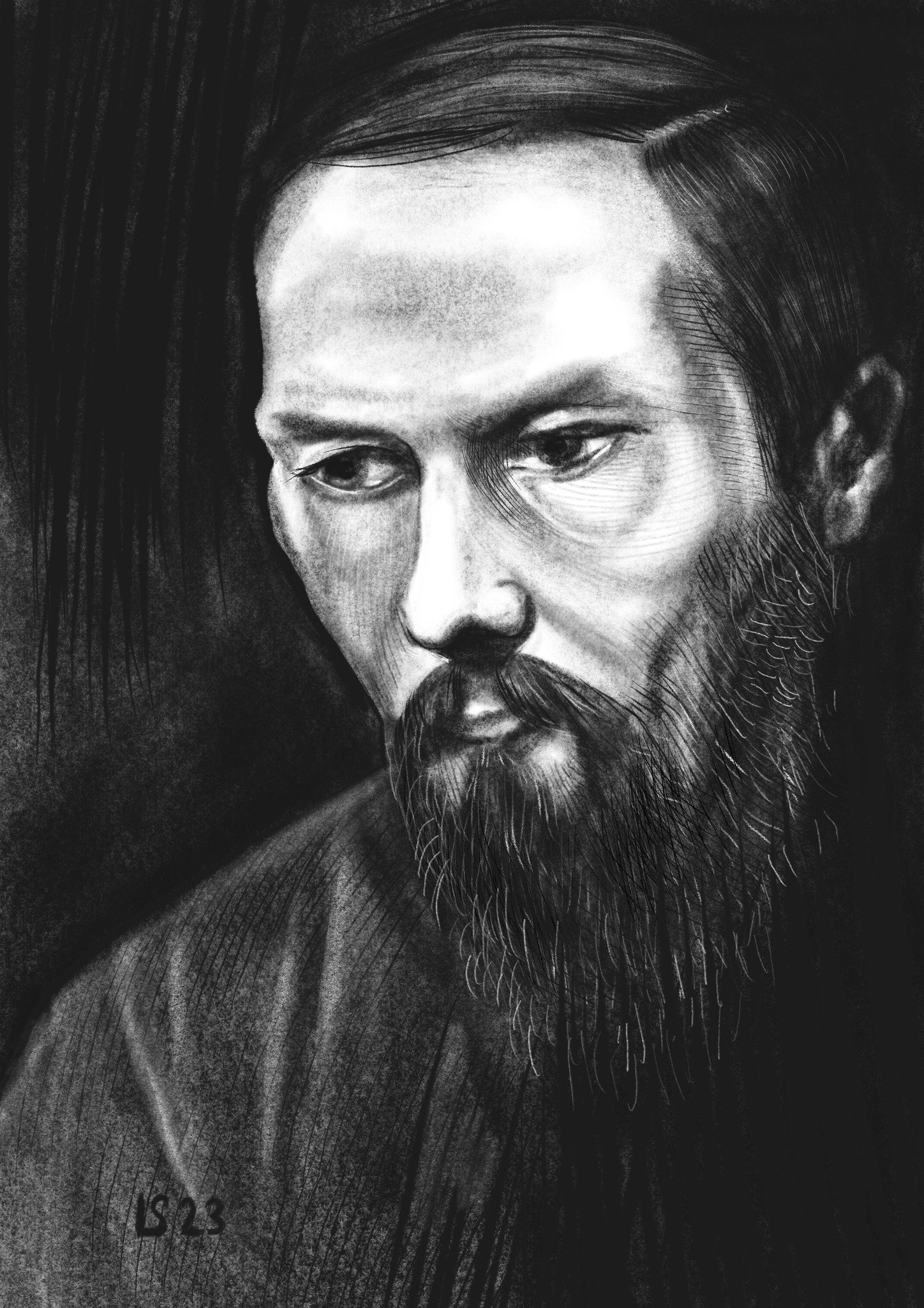 Dostoevskij — ritratto al carboncino