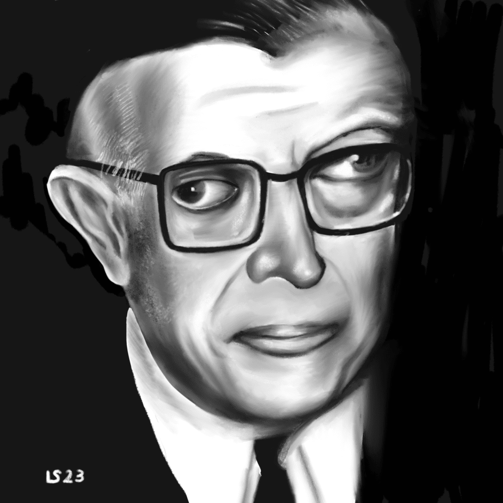 Jean Paul Sartre ritratto digitale